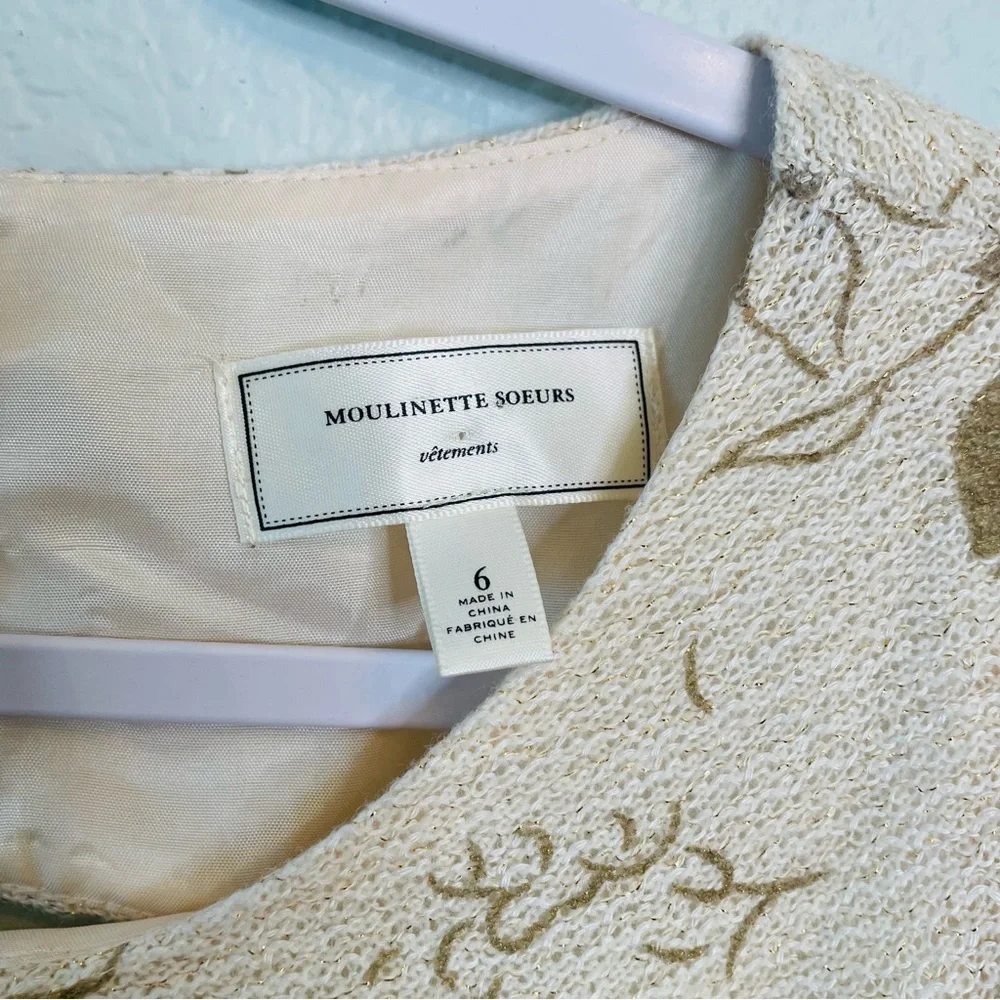 Anthropologie Moulinette Soeurs Cream Tan Open Back Dressy Mini Dress | Size 6 - Picture 2 of 8